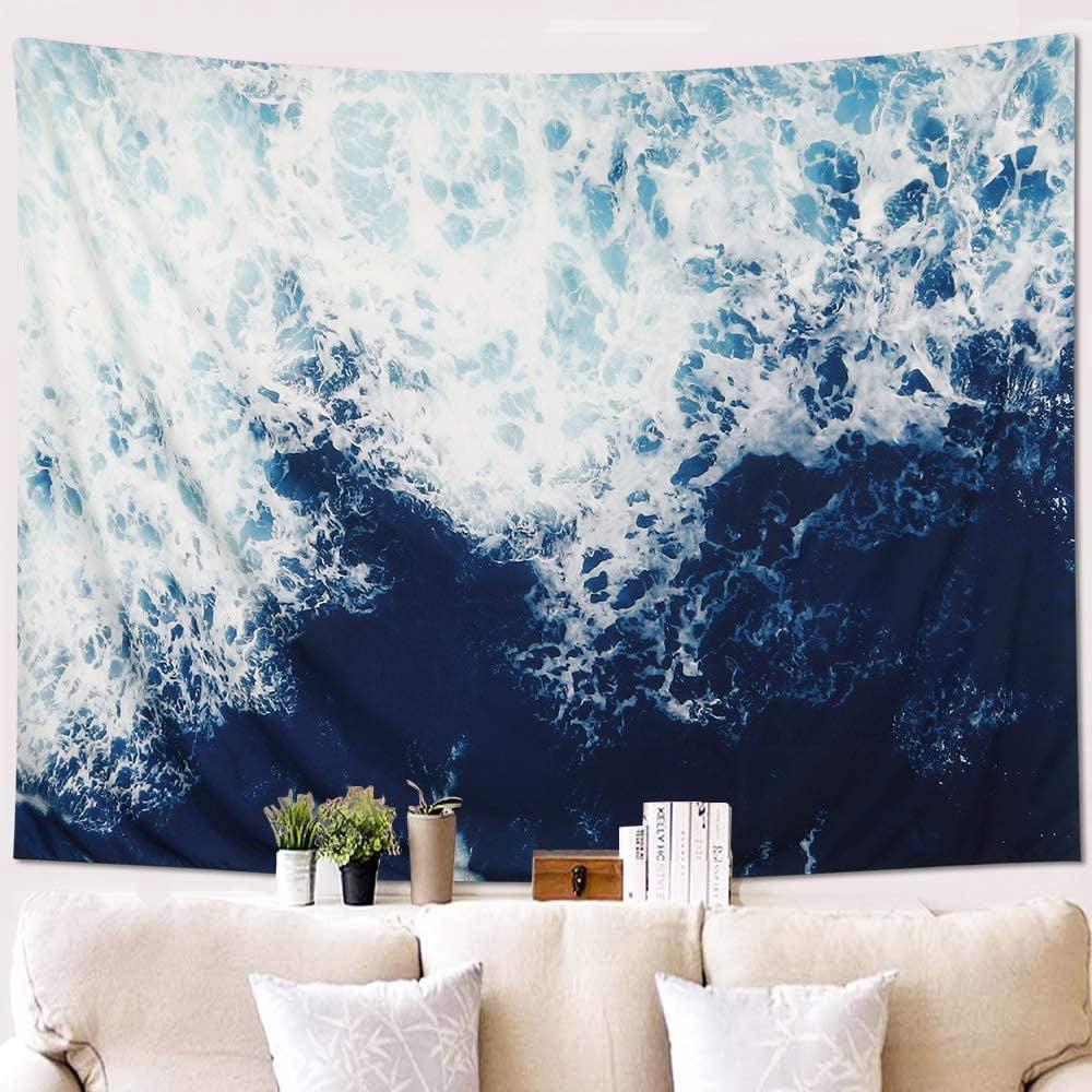 Cpdd Tapestry Wall Hanging Blue Ocean Wave Tapestry Sea Tapestry Nature Art Tapestry Sea Wall Decor For Bedroom Living Room Dorm Blue 58 X 79 Blue