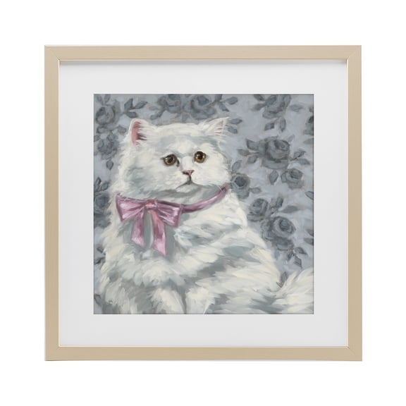 Stupell Industries Shabby Chic Coquette Kitty Portrait Birch Framed Print Under Glass, 13 x 13, by Sara G. Designs