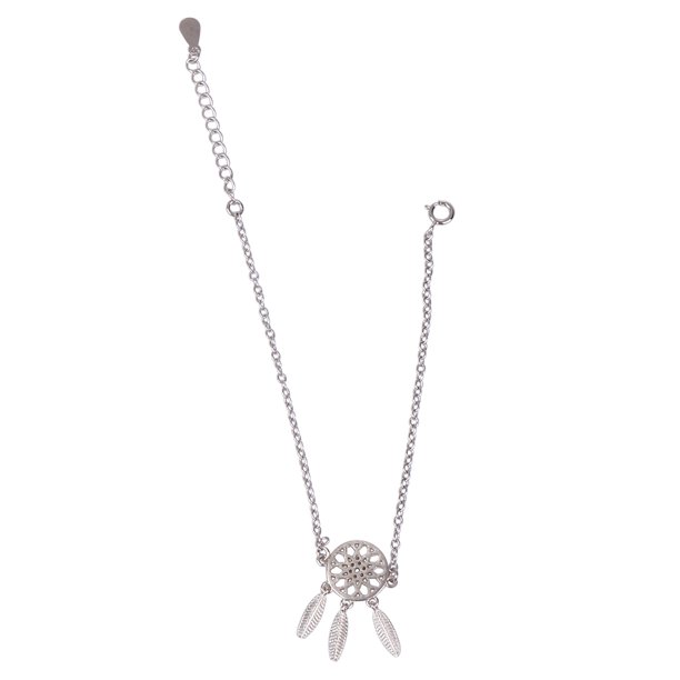 EeaseMX 1 pulsera de plata con diseño de atrapasueños para mujer (plata)