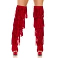 thumbnail image 2 of The Highest Heel 410994 6 in. Womens Micro Suede Open Thigh High Fringe Boot, Orange - Size F12, 2 of 2