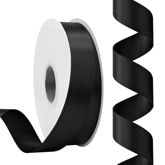 Double Face Satin Ribbon 1 inch X 50 Yards /roll,Polyester Ribbon for Gift Wrapping Very Suitable for Weddings Party Hair Bow Invitation Decorations and More Black