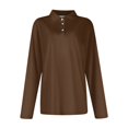 thumbnail image 3 of GceSteap Women's Polo Shirts Long Sleeve 3-Button Cotton Cool Shirts Wicking Casual Business Collared Shirts Tops Light Brown M, 3 of 5