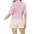 thumbnail image 3 of INSPIRE CHIC Women's Sweet Short Bubble Sleeve Blouse Peter Pan Collar Peplum Tops S Purple, 3 of 5