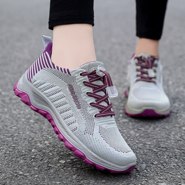 Women s Sneakers Female Sneakers Adult Womens Shoes Sneaker Wedges for Women Fashion Summer Women Sports Shoes Flat Soft Sole Non Slip Elastic Lace Up
