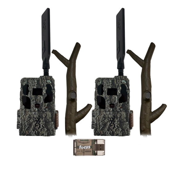 Browning Trail Camera Defender 46MP HD AI Wireless Pro Scout Max (2 Pack) Bundle with Long Range Cellular Antenna and Card Reader (5-Items)