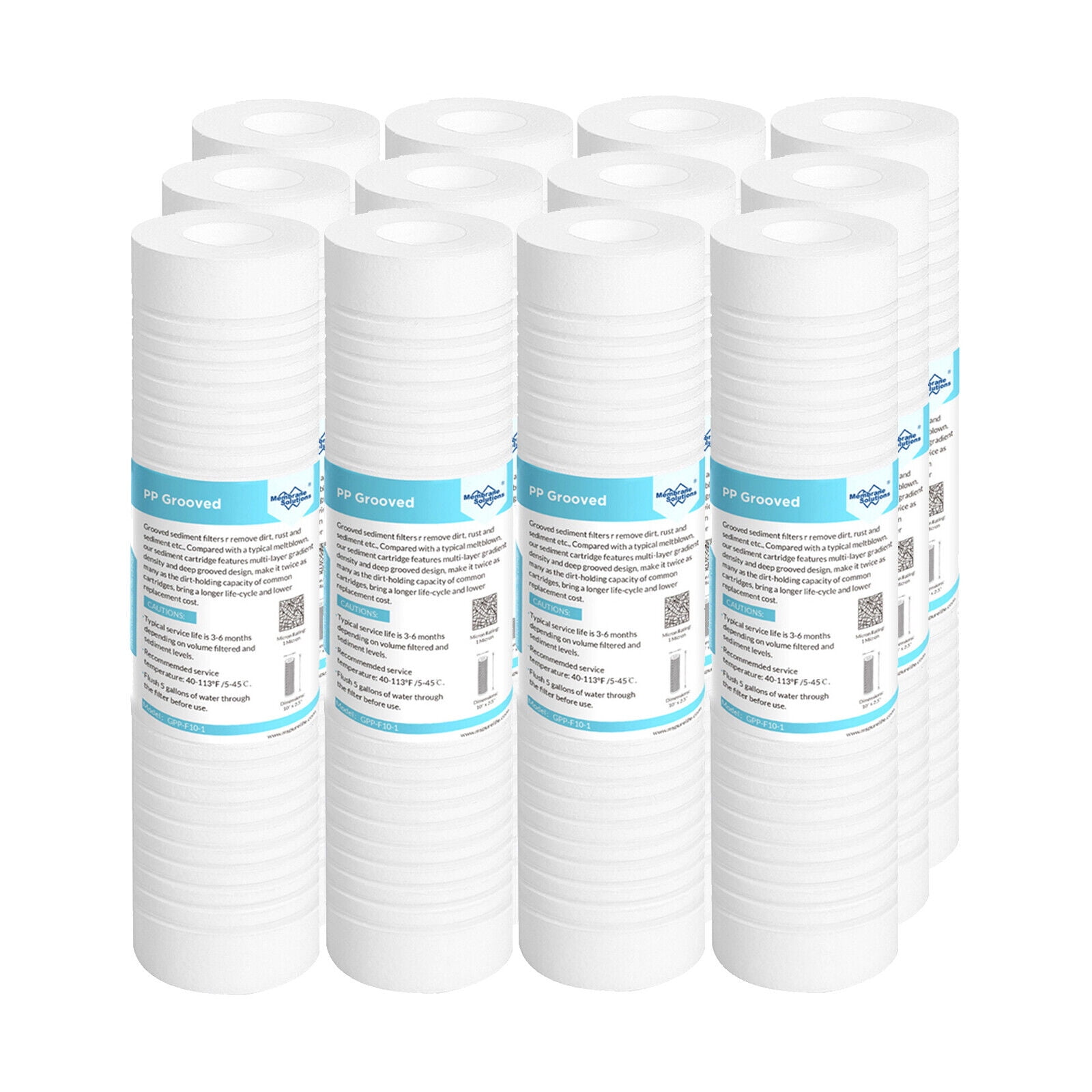 Membrane Solutions Grooved Sediment Whole House Water Filter Cartridge