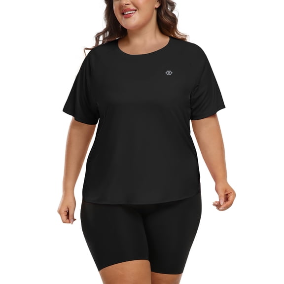 YIRUIYA Women Plus Size Short Sleeve Golf Shirts Crew Neck Athletic Tops