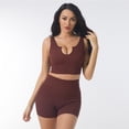 thumbnail image 4 of 2pcs Set Yoga Bra Shorts Nylon Women Crop Top Legging (L U Shape Coffee) Sywqhk Para Estrenar, 4 of 5