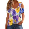 thumbnail image 1 of Blusas de Manga Corta para las Mujeres Sexy Frío Hombro Suéter Cuello en V Top Sólido, Blusas para las Mujeres Casual, 1 of 5