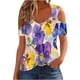 thumbnail image 1 of Blusas de Manga Corta para las Mujeres Sexy Frío Hombro Suéter Cuello en V Top Sólido, Blusas para las Mujeres Casual, 1 of 5