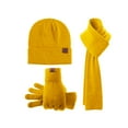 thumbnail image 3 of PMVFHDE Winter Knit Hat Gloves Scarf Three-Piece Set Solid Color Thickened Gloves Hat Warm Knit Accessories Set for Cold Weather Outdoor Activities B, 3 of 3