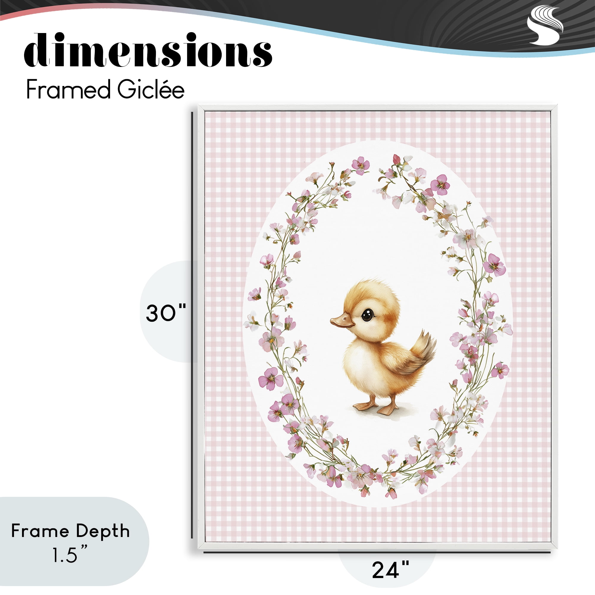 Stupell Industries Spring Gingham Duckling White Framed Giclee Art, design by Christine Simpson Art