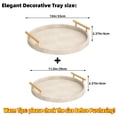 thumbnail image 4 of MODE HOME Shagreen Round Serving Tray Set of 2, Ivory Decorative Accent Trays with Gold Metal Handles for Coffee Table, Ottoman, Living Room, Bathroom and Home Decor, 4 of 7