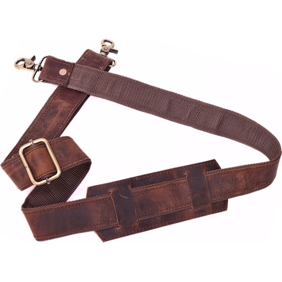 Genuine Leather Straps for Bags 60-inch Adjustable Shoulder Strap Replacement for Briefcase Messenger Crossbody Duffel Bag (Dark Brown)