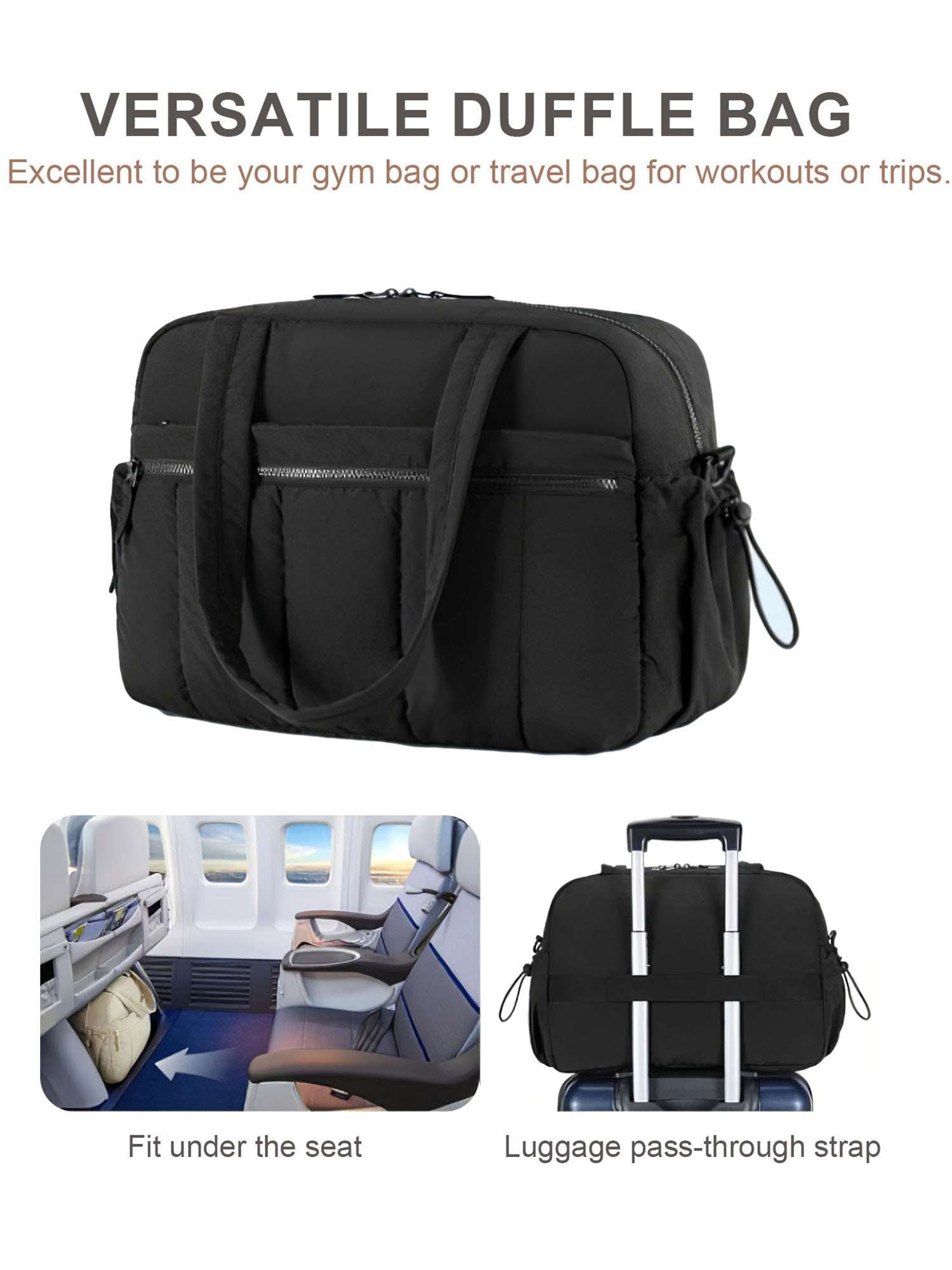 Deago Gym Bag for Women Travel Duffle Tote Bag with Wet Pocket Water Resistant Carry on Weekender Overnight Bag for Trips Sport (White)