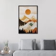 thumbnail image 2 of PixonSign Framed Canvas Print Wall Art Orange Sunset Mountain Range Forest Landscape Nature Wilderness Illustrations Decorative Bohemian Multicolor Mid-Century Modern - 16"x24" Black, 2 of 5