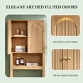 thumbnail image 3 of Aitjunz Over the Toilet Storage Cabinet, Modern Bathroom Organizer with 2 Fluted Doors, Adjustable Shelf and Open Storage Shelf, Freestanding Space Saver Cabinet for Small Bathroom, 3 of 7