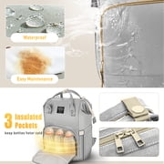 Diaper Bag Backpack,HDJ Large Capacity Travel Baby Diaper Bag with Insulated Pockets for Mom,Gray