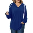 thumbnail image 3 of UVN Fall Hoodies for Women Long Sleeve V Neck Hooded Sweatshirts Ladies Loose Casual Drawstring Pullover Tops, 3 of 9