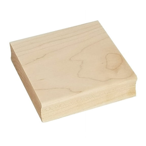Single Piece 2.9" x 2.9" Square Maple Wood Handle Mount for Rubber Stamp