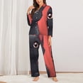 thumbnail image 2 of Fotbe Cute Black Kitten Cartoon Conjunto de Pijama de Manga Larga para Mujer con Estampado, Ropa de Dormir de 2 Piezas, Conjunto de Casa Suave y Cómodo con Bolsillos-Large, 2 of 7