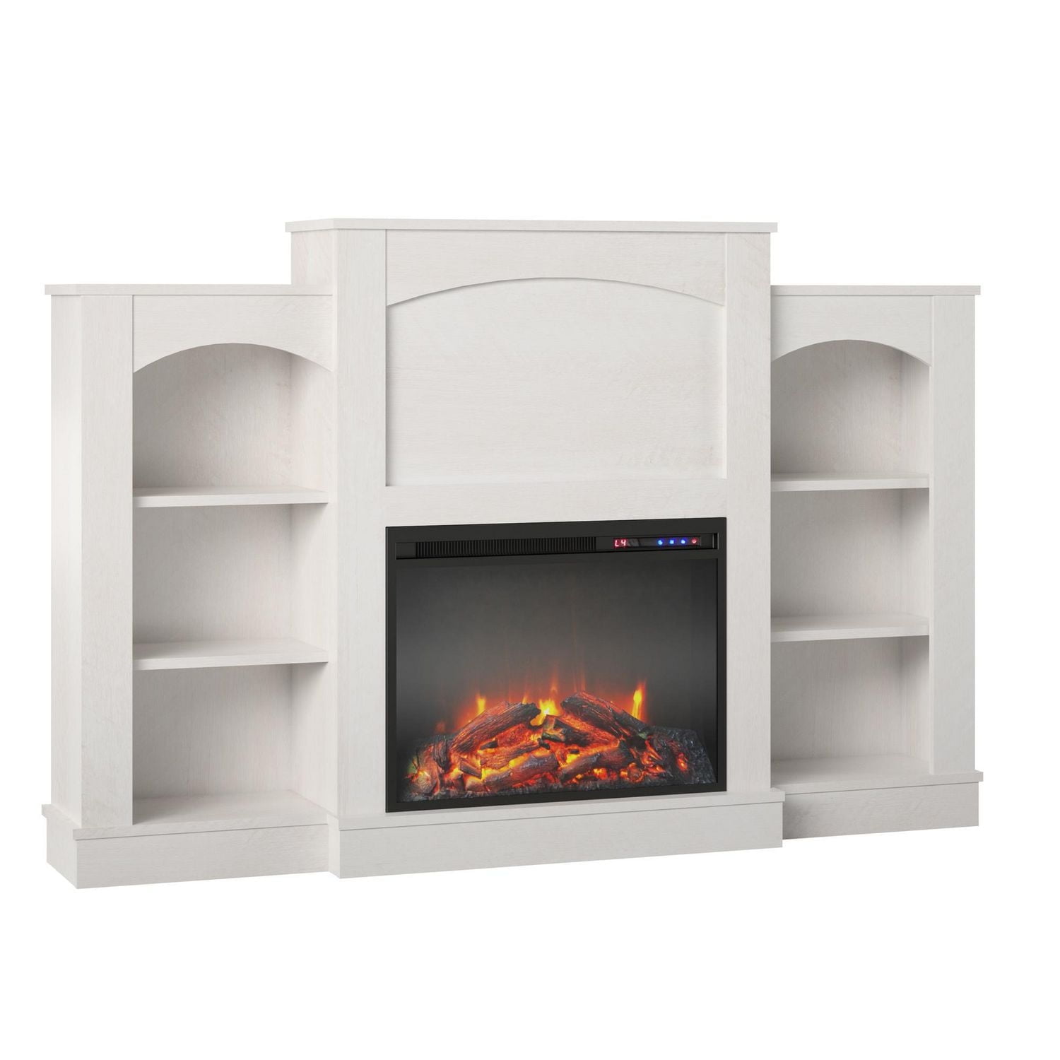Ameriwood Home Hawke's Bay Fireplace Mantel with Bookshelves, Black Oak