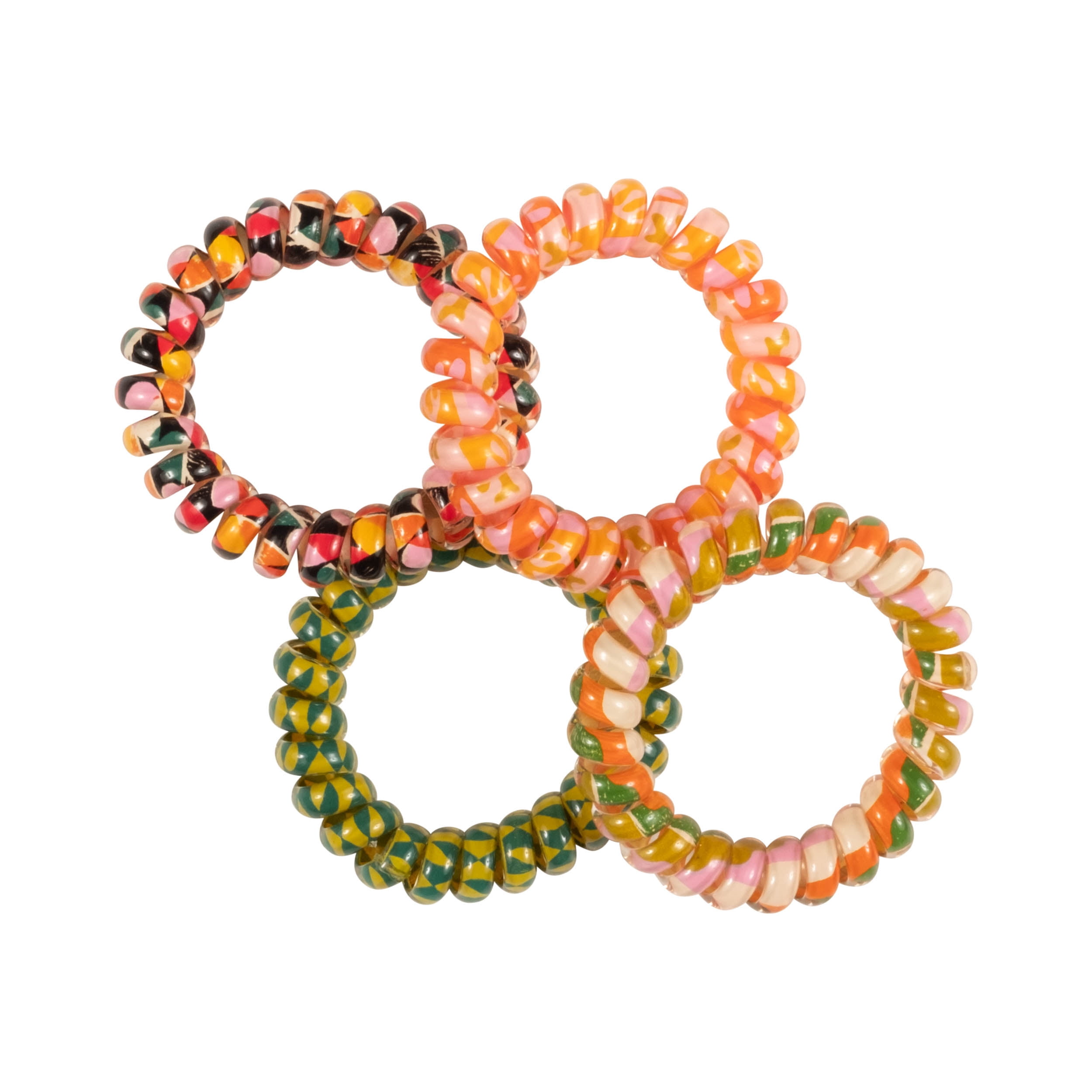 Goody Tru X Maeberry Creaseless Spiral Hair Ties, All Hair Types, Multicolor Prints, 4 Ct
