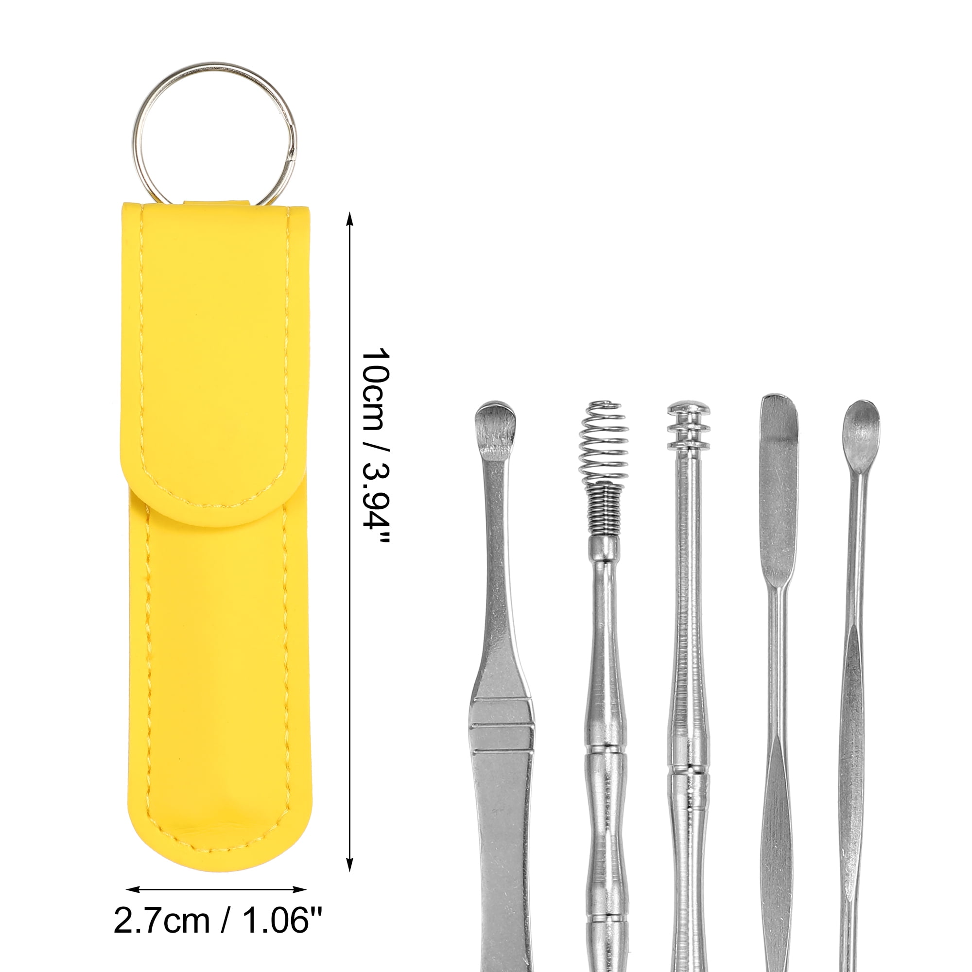 Unique Bargains Portable Stainless Steel Earwax Cleaner Tool Set Yellow