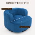 thumbnail image 6 of Furniliving Swivel Accent Chair, Oversized Round Barrel Chair with Pillows, Corduroy Fabric Armchair Chair, Upholstered Single Sofa for Living Room, Bedroom, Office (Blue), 6 of 10
