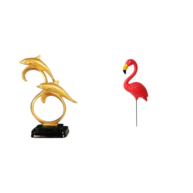 Figura de delfín,Colección de adornos de escritorio con figuras de delfines,Estatua de estaca de jardín,Adorno de flamenco para jardín,patio,porche,Estatua de