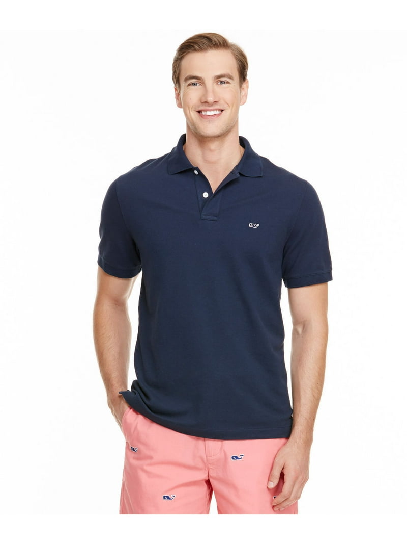 vineyard vines mens slim fit pique polo in vineyard navy