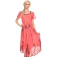 thumbnail image 5 of Sakkas Watercolor Palm Tree Tank Caftan Dress - Coral - One Size, 5 of 5