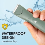 Meridian Slimmer Trimmer Precision Bikini & Pubic Grooming Electric Shaver, Waterproof, for Women & Men, Sage
