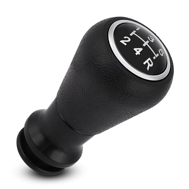 Cabezal de pomo de cambio de marchas BuyWeek 5 velocidades para Peugeot 106 107 205 206 207 405 Citroen C1 C3 C4 Negro Plata 95 x 50 mm