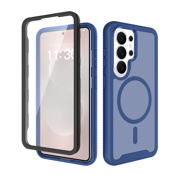 Screen Protector Case for Samsung Galaxy S26, Matte Translucent Magnetic Back Cover Compatible with Magsafe Full Body Protective, Blue
