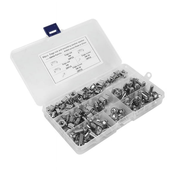 50 Sets M6 Square Hole Cage Nuts&Mounting Screws Washers(M6 X 20Mm)