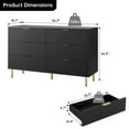 thumbnail image 4 of Danolapsi Fluted 6 Drawers Dresser for Bedroom,Modern Chest of Drawers Large Dresser,Wood Storage Dresser Organizer with Gold Metal Handles & Anti-Tipping Device,Dresser TV Stand,for Hallway,Entryway, 4 of 7