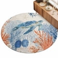 thumbnail image 2 of Round Area Rugs 3.3Ft, Sea Turtle Coastal Non-Slip Washable Circle Rugs Carpet, Summer Beach Coral Nautical Rustic Indoor Outdoor Rug Floor Mats Throw Runner for Bedroom Living Room Bathroom, 2 of 8