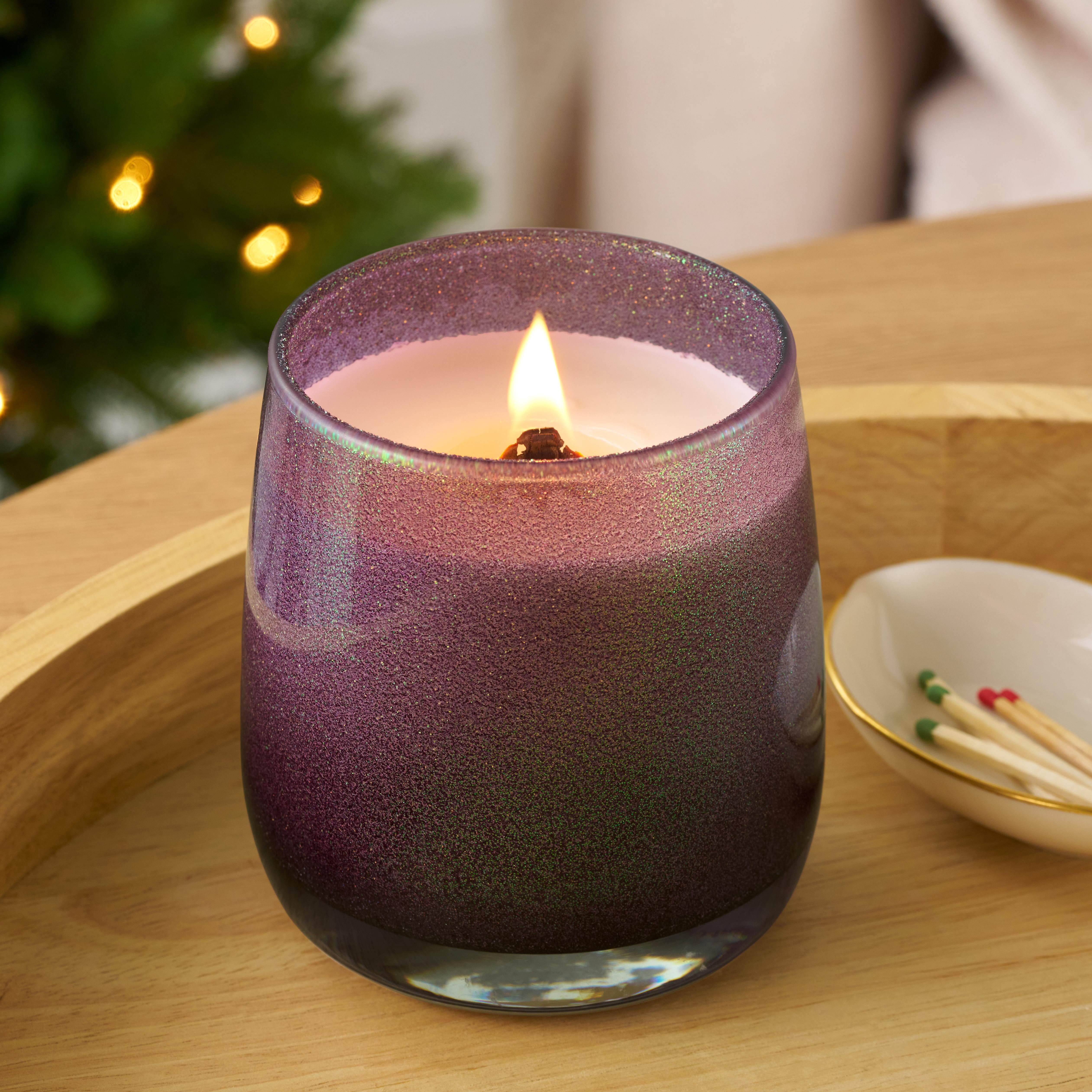 Better Homes & Gardens Wood 1-Wick Holiday Scented Glitter Jar Candle, Spiced Apple Tobacco, 14.5oz.