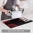thumbnail image 4 of Placemats for Dinning Table Set of 8, Red Rose Vintage Abstract Garden Flower Floral Black Burlap Kitchen Place Mats Waterproof Cloth Table Mats, Indoor Outdoor Placemats Easy Clean Dinner Decor, 4 of 8