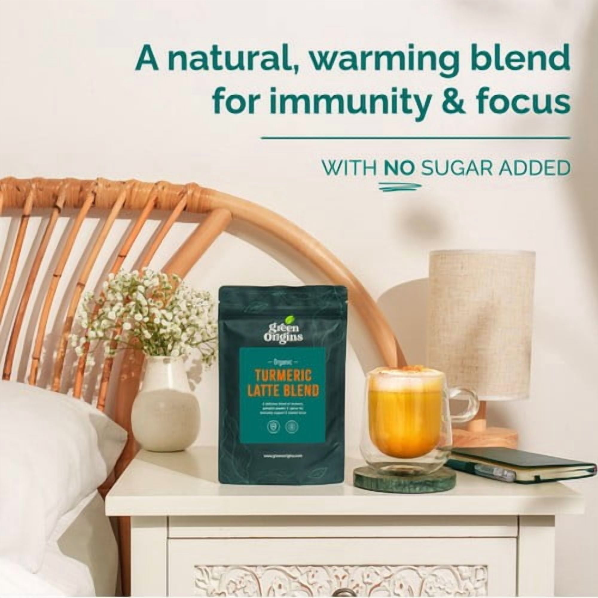 Green Origins Organic Super Turmeric Latte Blend with Ginger & Cinnamon 100g, British Import (Pack of 2)
