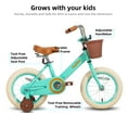 thumbnail image 4 of JOYSTAR Vintage Kids Bike with Basket & Training Wheels,12 14 16 20 24 Inch Kids Bike for 2-14 Years Old Girls & Boys, Green, 4 of 9