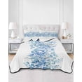 thumbnail image 2 of Quilts Twin Size Bedding Set, Blue Eucalyptus Leaves Lightweight Quilted Comforter, Spring Summer Botanical Floral Soft Reversible Bedspread Coverlet with Pillow Covers for All Season, 68" x 86", 2 of 7
