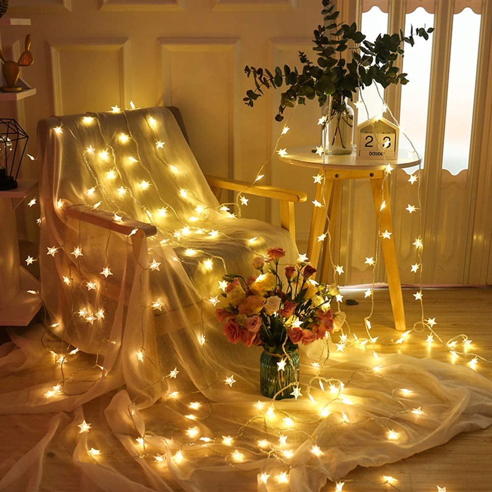 16FT 50 LED Star Fairy String Light Lamp Christmas Tree Party Wedding Xmas Decor 
