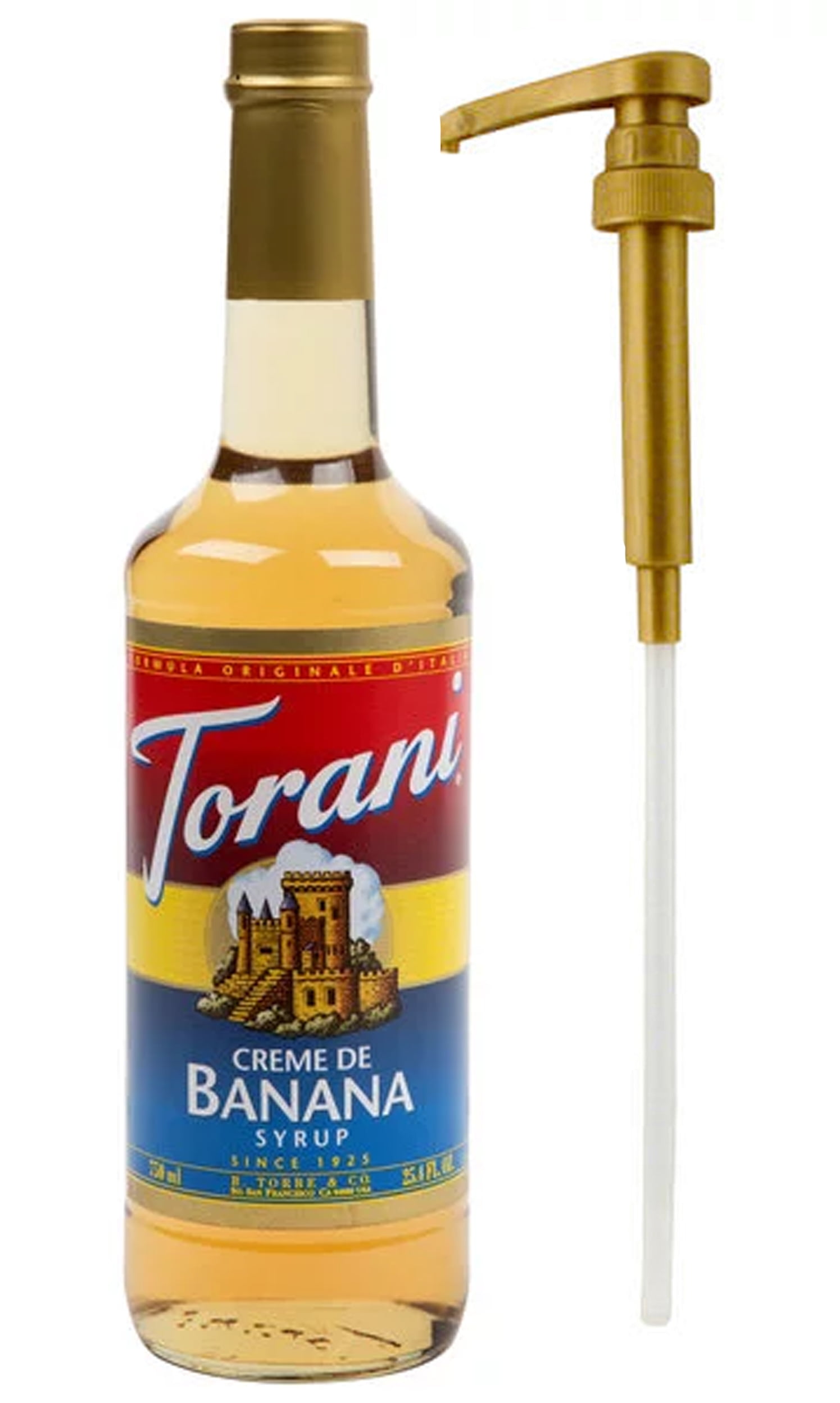 Torani Creme de Banana flavor Syrup (25.4 Oz) and 1 Torani Syrup Pump