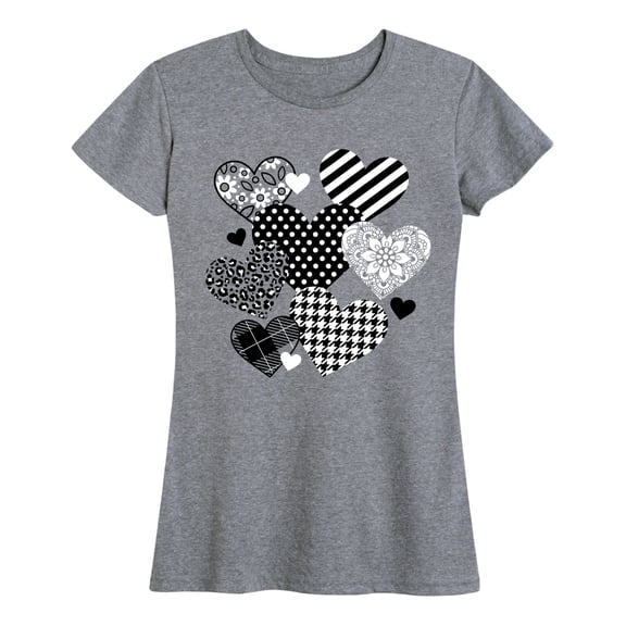 Instant Message - Patterned Hearts Short Sleeve Graphic T-Shirt