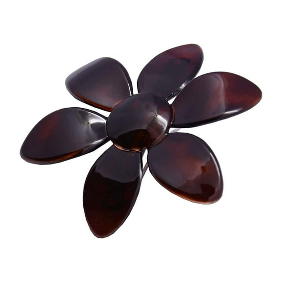 Parcelona French Daisy Tortoise Shell Brown Celluloid Hair Clip Barrette