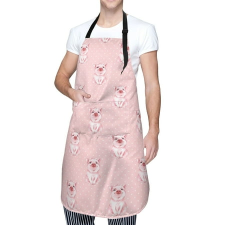 

Kdxio Pig Polka Dot Apron with Pockets Adjustable Kitchen Aprons for Men Women Waterproof Aprons for Cooking Drawing Crafting Baking Household Cleaning