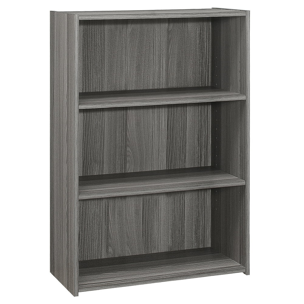 35.5" Gray Contemporary 3 Shelves Rectangular Bookcase