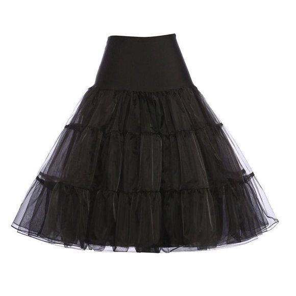 HCYZ Women's 50s Petticoat Underskirt Tutu Crinoline Ballerina Skirt Dress, Black, Size M